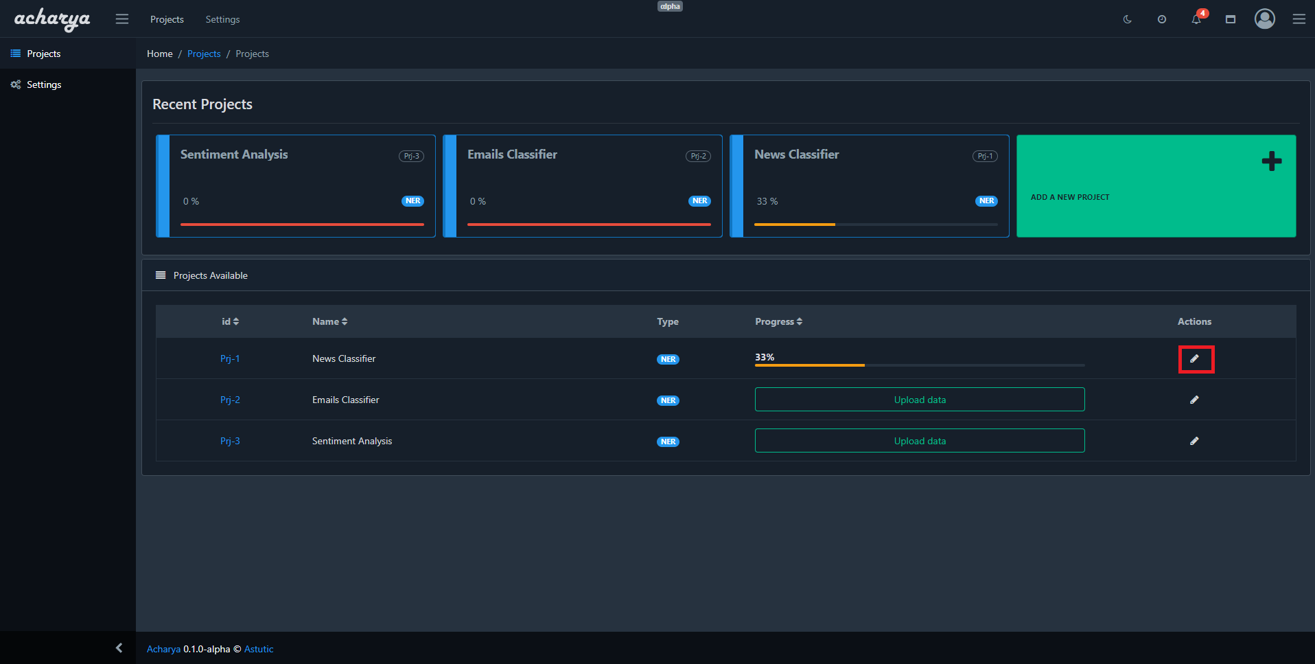 projects list edit project projects list edit project